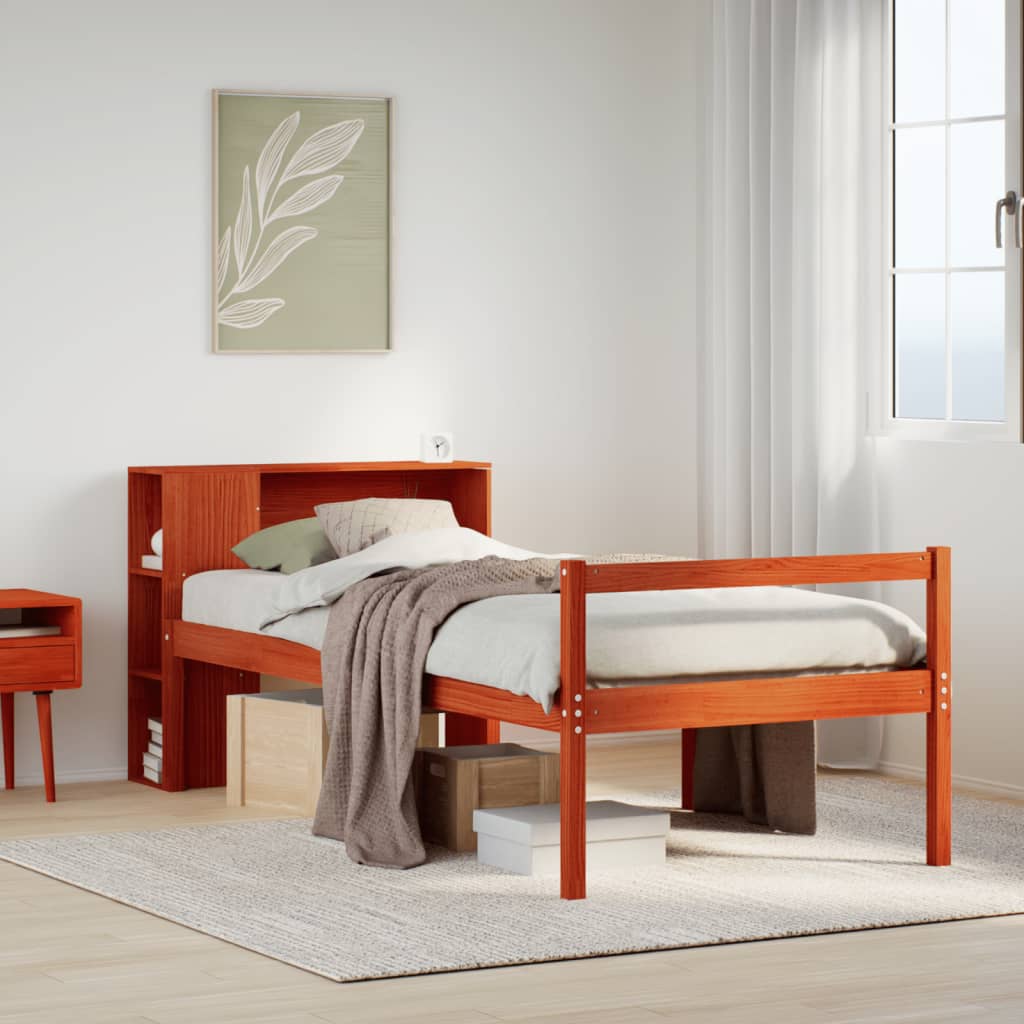 vidaXL Letto Libreria senza Materasso Marrone Cera 75x190 cm Legno