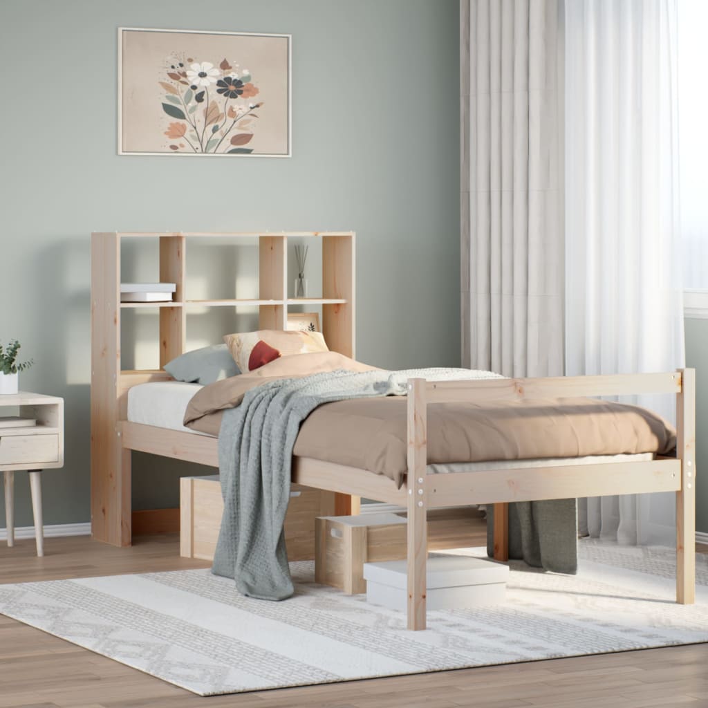 Letto Libreria senza Materasso 90x190 cm Legno Massello Pino 3322002