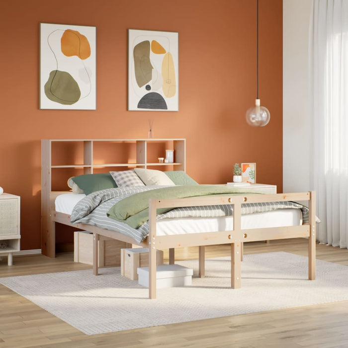 Letto Libreria senza Materasso 120x200cm Legno Massello di Pino 3322014