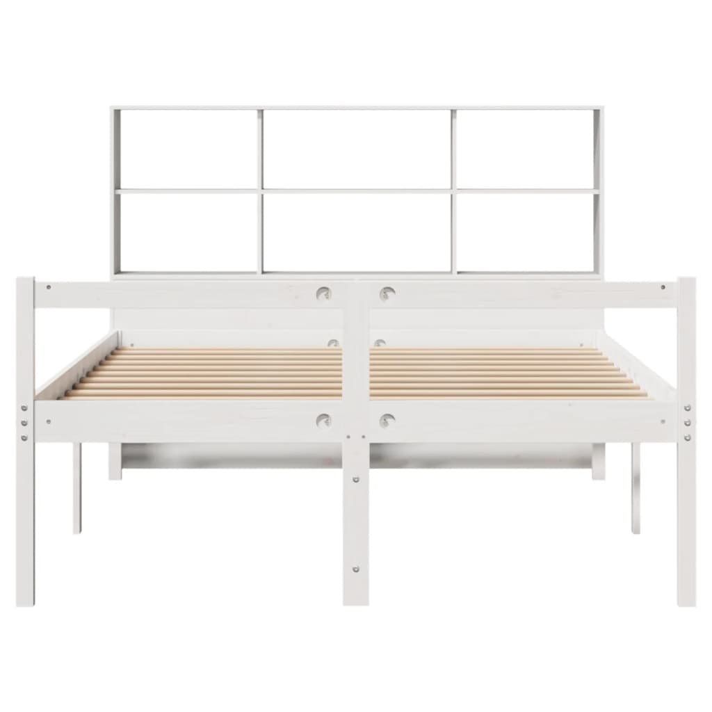 Letto Libreria senza Materasso Bianco 140x200 cm Legno di Pino 3322017