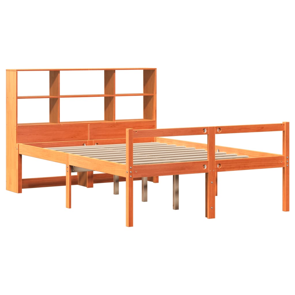vidaXL Letto Libreria senza Materasso Marrone Cera 140x200 cm Legno