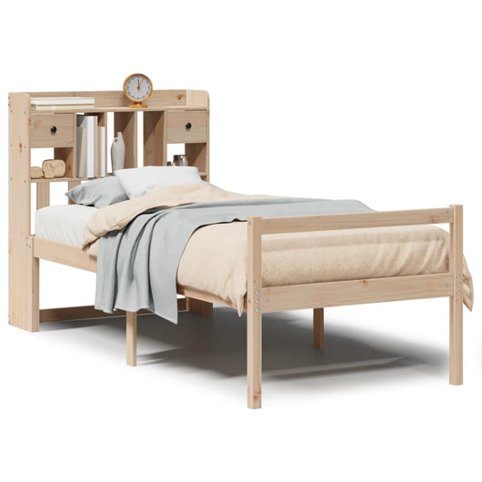 Giroletto con Libreria senza Materasso-Struttura Letto con contenitore 75x190 cm in Legno Pino 670233