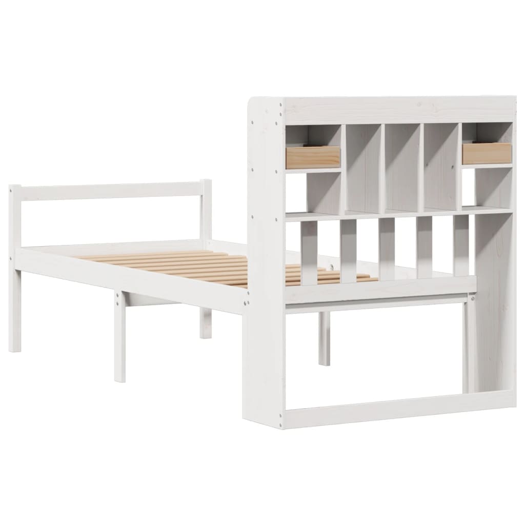 vidaXL Letto Libreria senza Materasso Bianco 90x190 cm Massello Pino