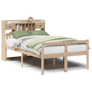 Letto Libreria senza Materasso-Struttura Letto con contenitore 135x190 cm in Legno di Pino 923455