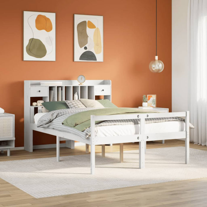 Letto Libreria senza Materasso Bianco 140x190 cm Legno di Pino 3322048