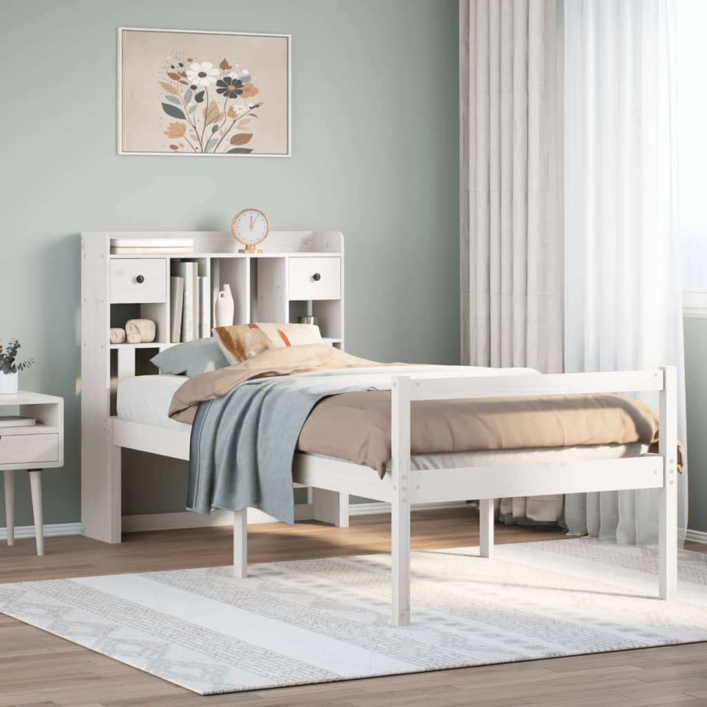 Letto Libreria senza Materasso Bianca 90x200 cm Legno di Pino 3322050