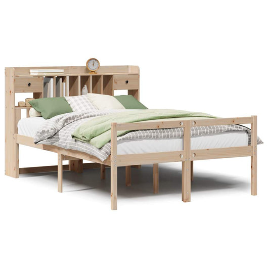 Letto Libreria senza Materasso-Struttura Letto con contenitore 140x200 cm in Legno di Pino 111380