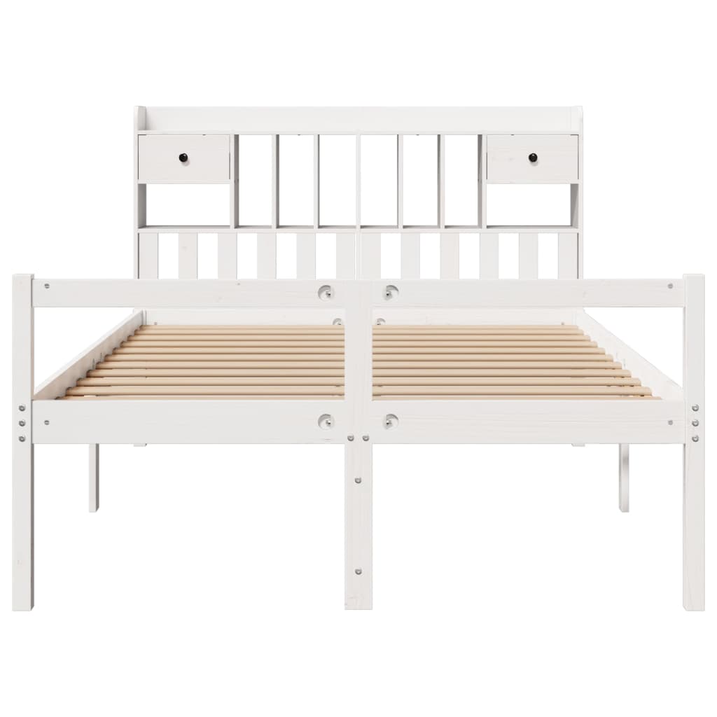 Letto Libreria senza Materasso Bianco 140x200 cm Legno di Pino 3322056