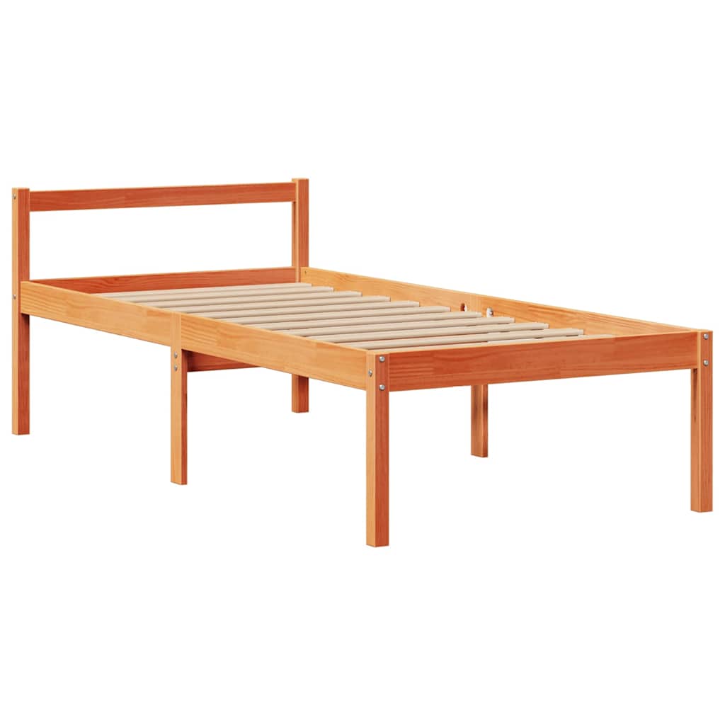 Letto Libreria senza Materasso Marrone Cera 75x190 cm in Pino 3322065