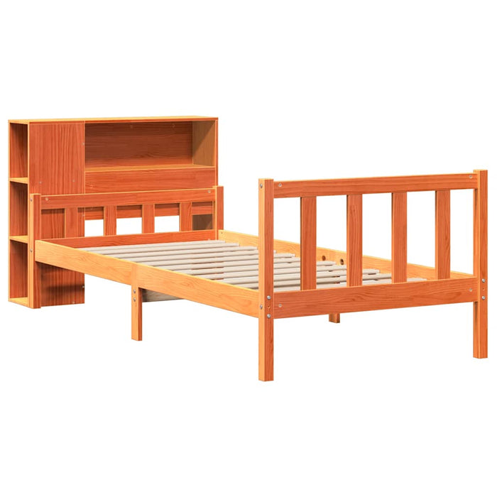 vidaXL Letto Libreria senza Materasso Marrone Cera 75x190 cm Legno