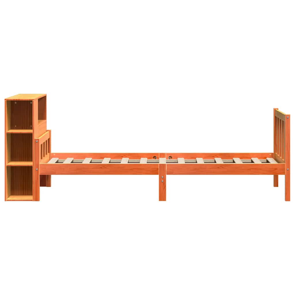 vidaXL Letto Libreria senza Materasso Marrone Cera 75x190 cm Legno
