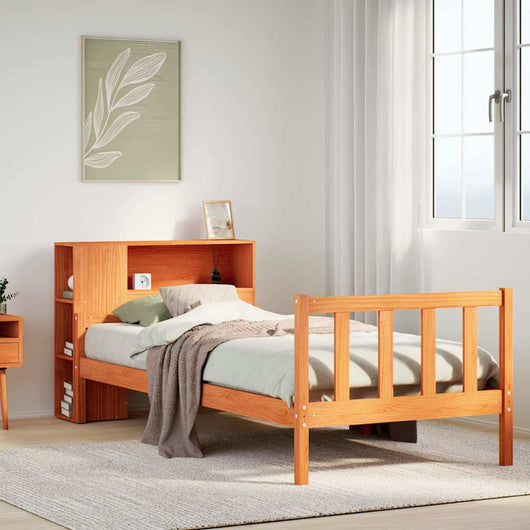 vidaXL Letto Libreria senza Materasso Marrone Cera 75x190 cm Legno