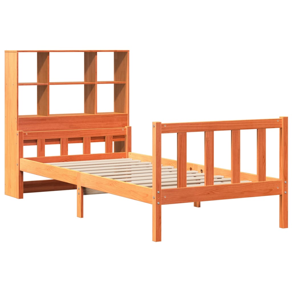 vidaXL Letto Libreria senza Materasso Marrone Cera 90x190 cm Legno