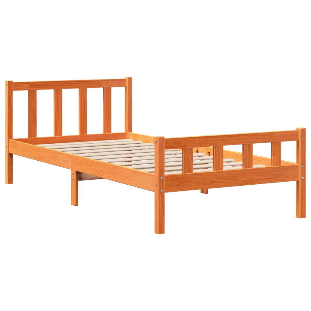 vidaXL Letto Libreria senza Materasso Marrone Cera 90x190 cm Legno