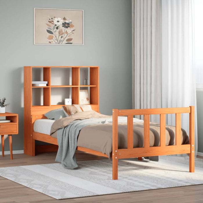 vidaXL Letto Libreria senza Materasso Marrone Cera 90x190 cm Legno