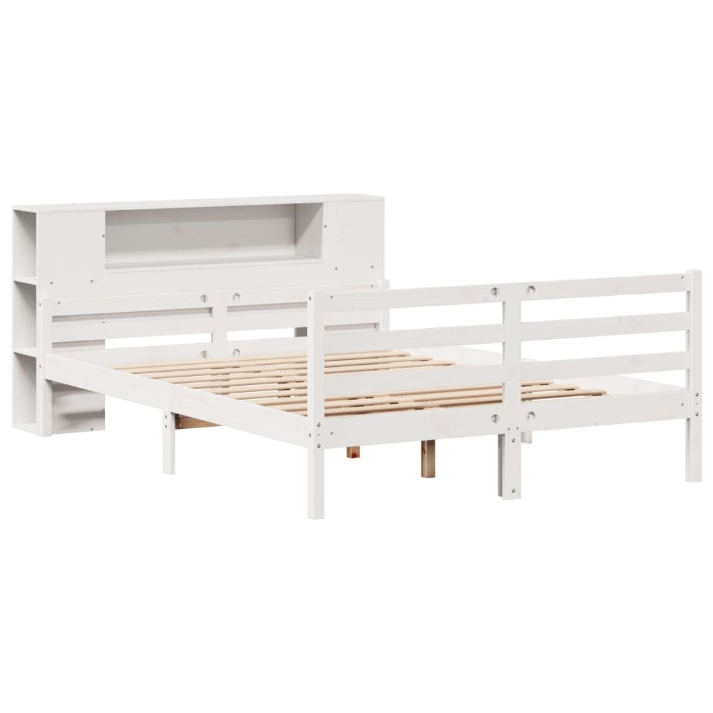 vidaXL Letto Libreria senza Materasso Bianco 135x190 cm Legno di Pino