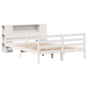 Letto Libreria senza Materasso Bianco 150x200 cm Legno di Pino