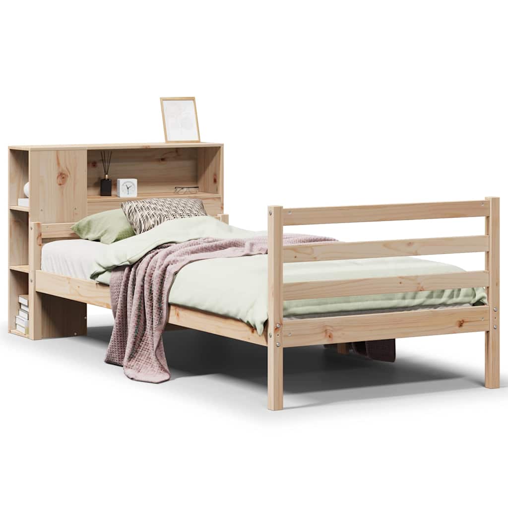 Letto Libreria senza Materasso-Struttura Letto con contenitore 100x200 cm in Legno di Pino 936483