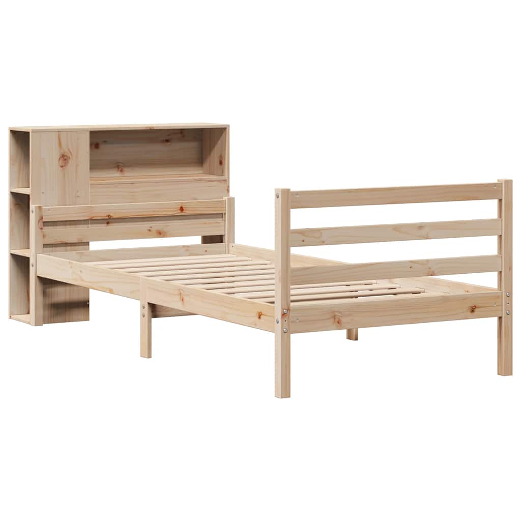 Letto Libreria senza Materasso-Struttura Letto con contenitore 100x200 cm in Legno di Pino 936483