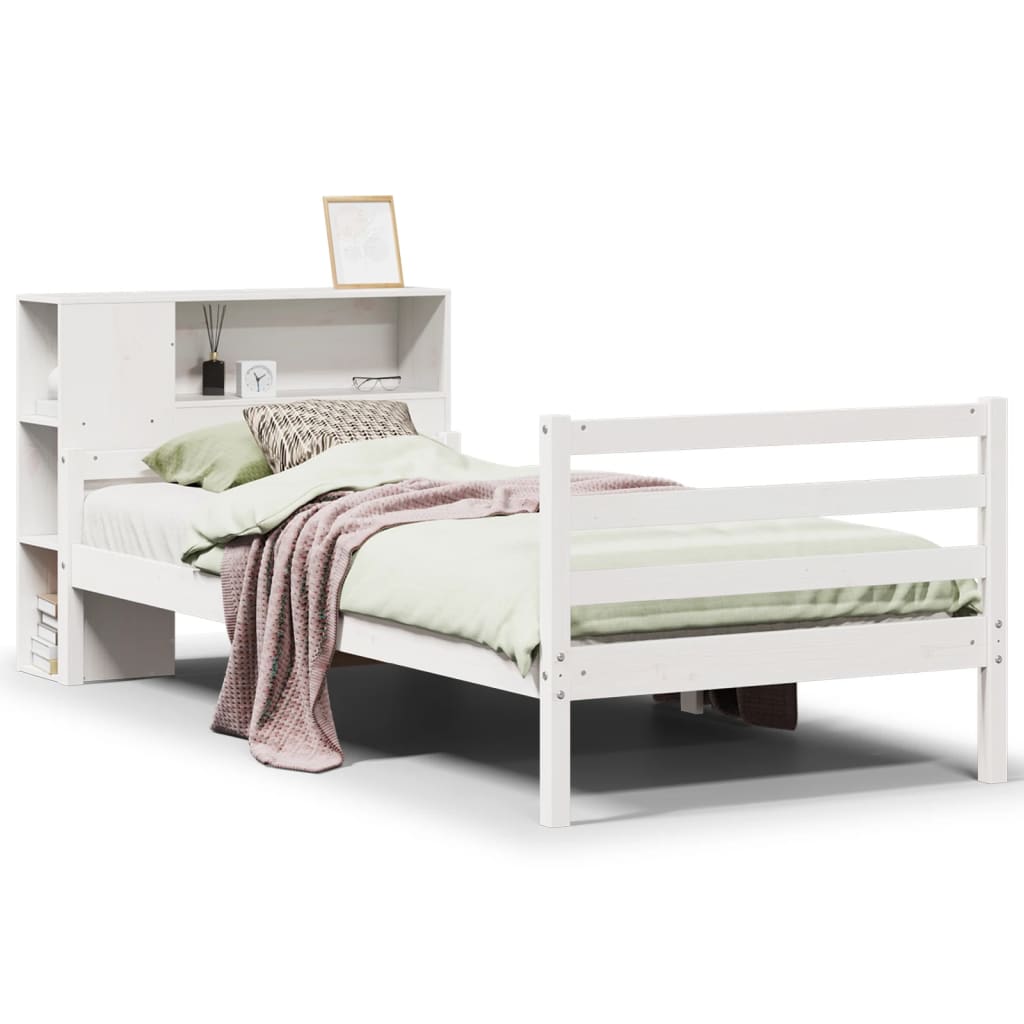 vidaXL Letto Libreria senza Materasso Bianco 100x200 cm Legno di Pino