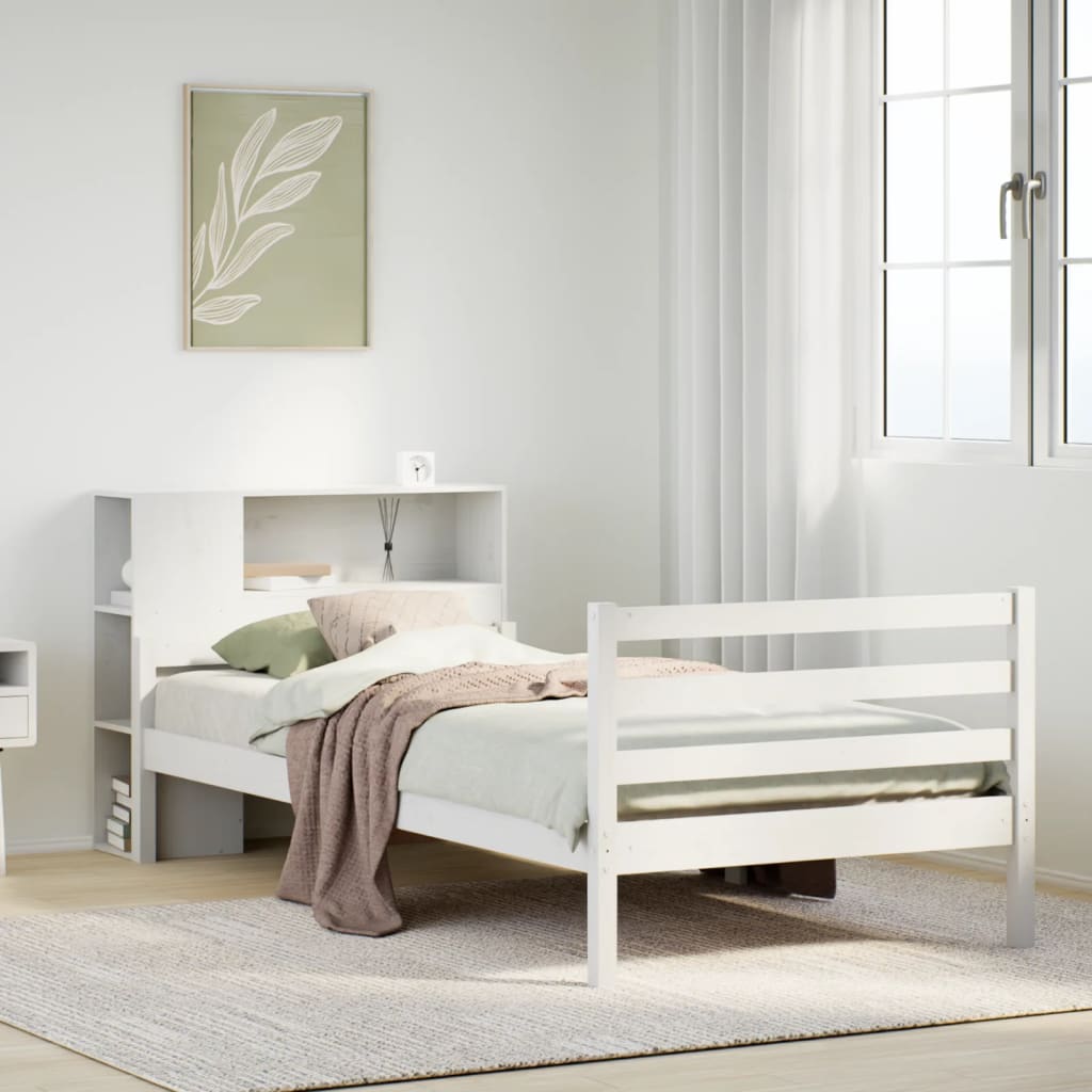 vidaXL Letto Libreria senza Materasso Bianco 100x200 cm Legno di Pino