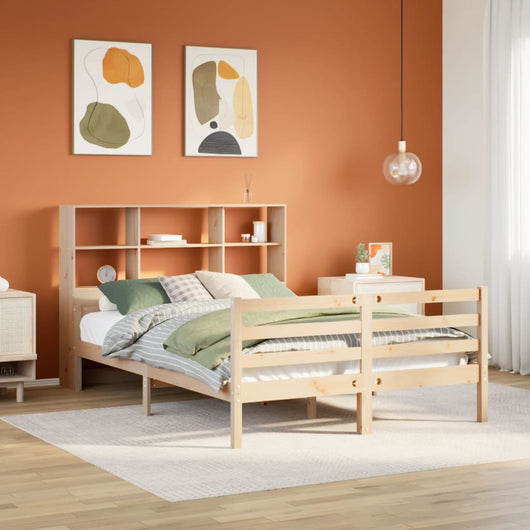 Letto Libreria senza Materasso-Struttura Letto con contenitore 140x190 cm in Legno di Pino 193100