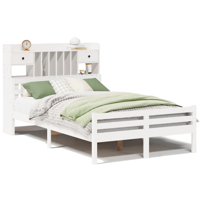 vidaXL Letto Libreria senza Materasso Bianco 135x190 cm Legno di Pino