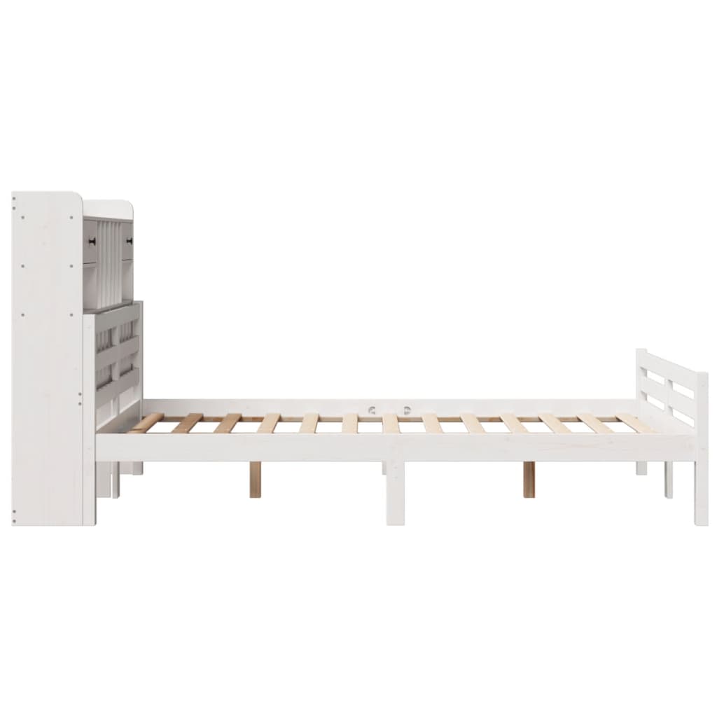 vidaXL Letto Libreria senza Materasso Bianco 135x190 cm Legno di Pino