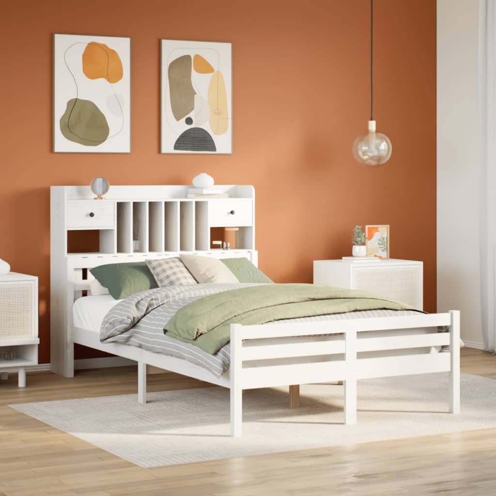 vidaXL Letto Libreria senza Materasso Bianco 135x190 cm Legno di Pino