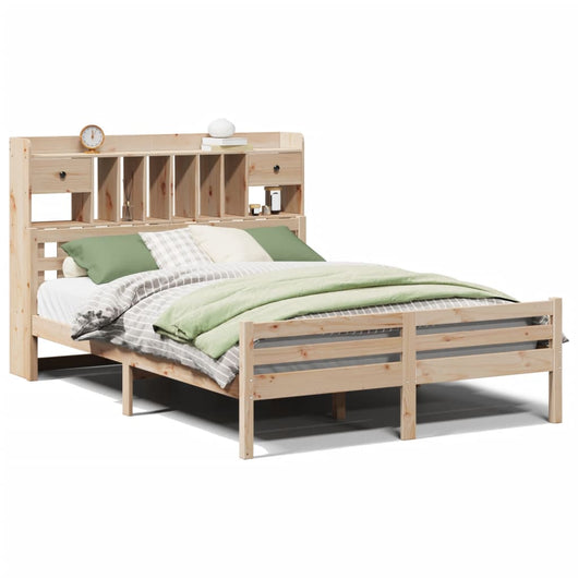 Letto Libreria senza Materasso-Struttura Letto con contenitore 140x200 cm in Legno di Pino 584627