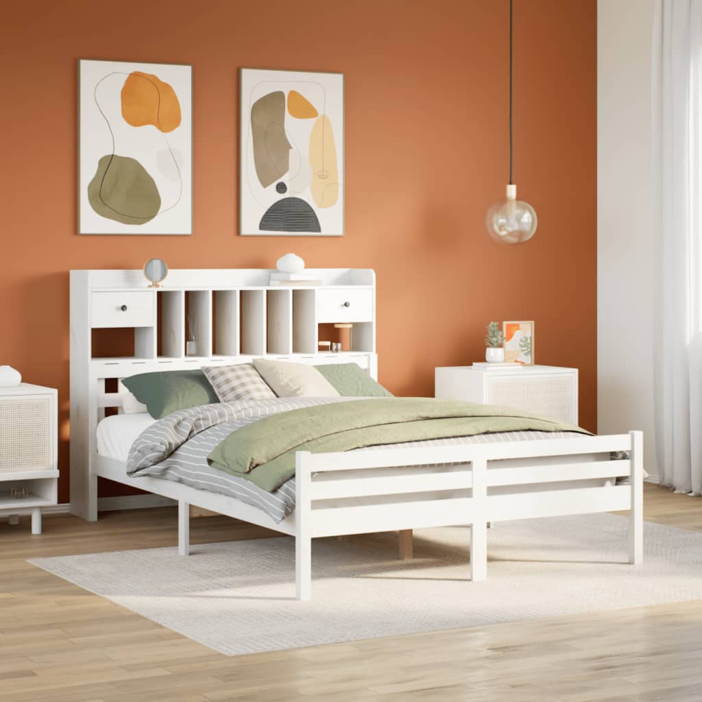 vidaXL Letto Libreria senza Materasso Bianco 160x200 cm Legno di Pino