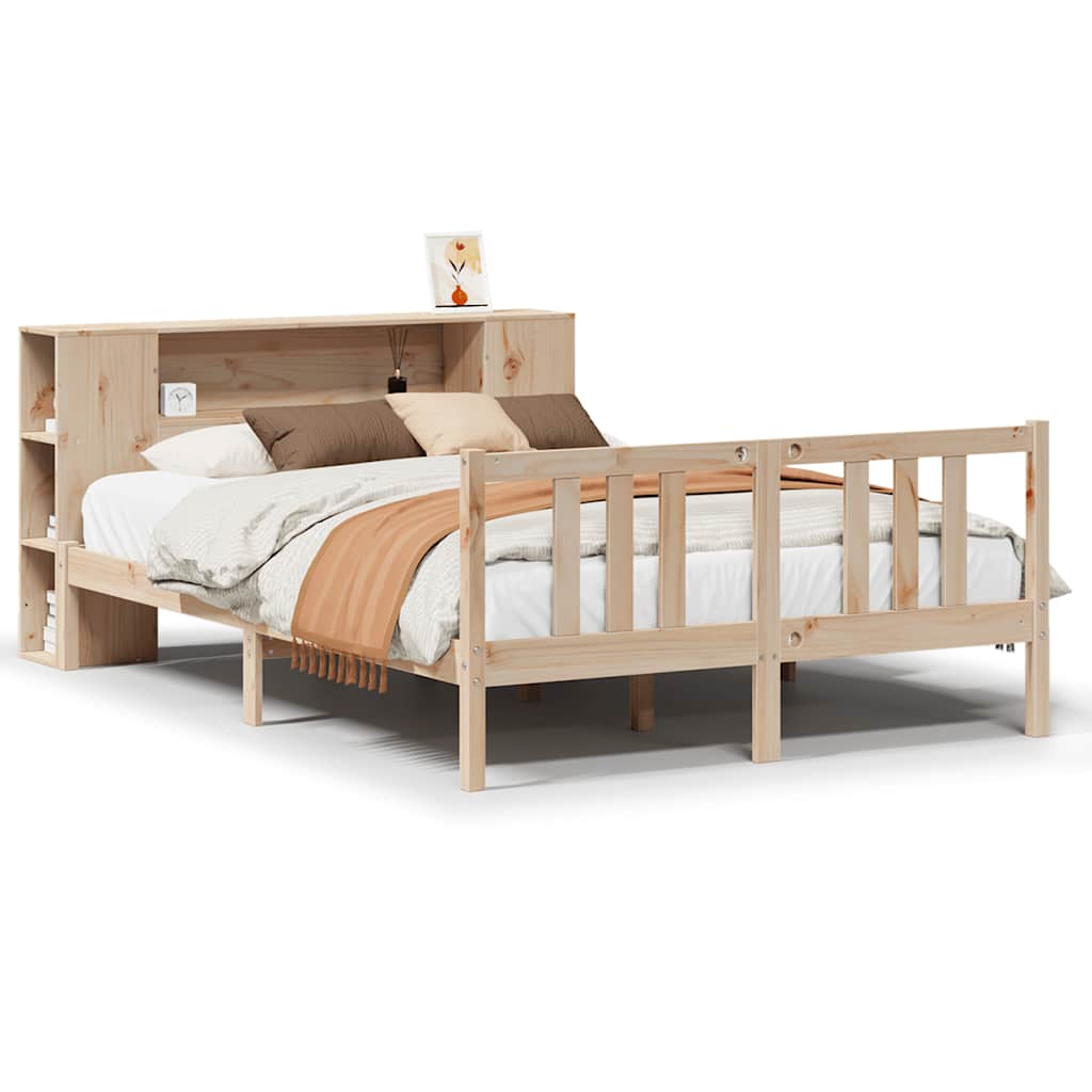 Letto Libreria senza Materasso-Struttura Letto con contenitore 120x200cm Legno Massello di Pino 901324