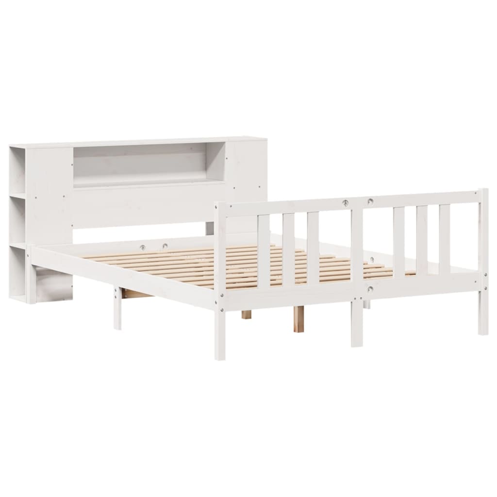 vidaXL Letto Libreria senza Materasso Bianco 140x200 cm Legno di Pino