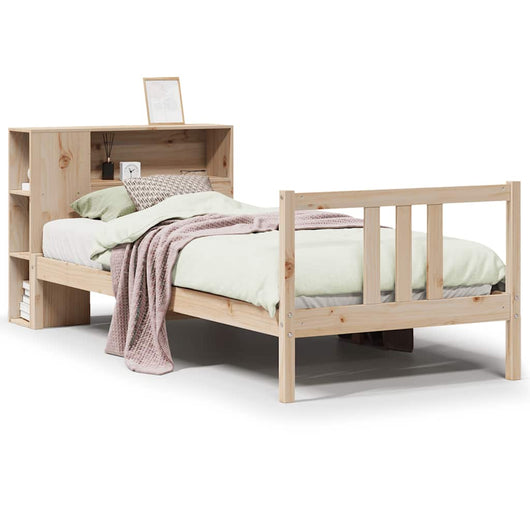 Giroletto con Libreria senza Materasso-Struttura Letto con contenitore 75x190 cm in Legno Pino 462005
