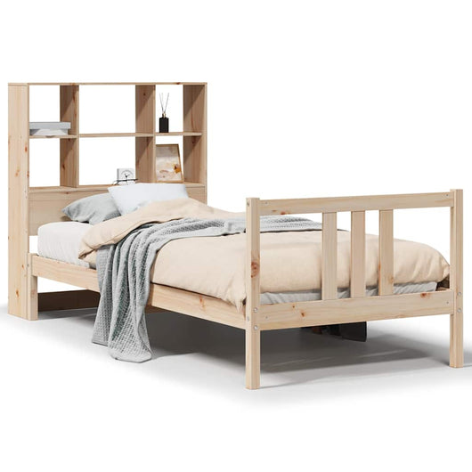 Letto Libreria senza Materasso-Struttura Letto con contenitore 90x190 cm Legno Massello Pino 975258