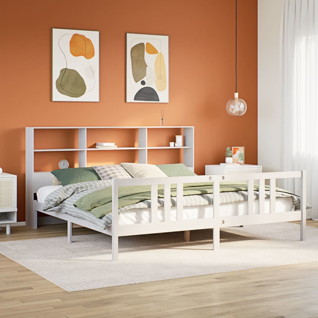 vidaXL Letto Libreria senza Materasso Bianco 200x200 cm Legno di Pino
