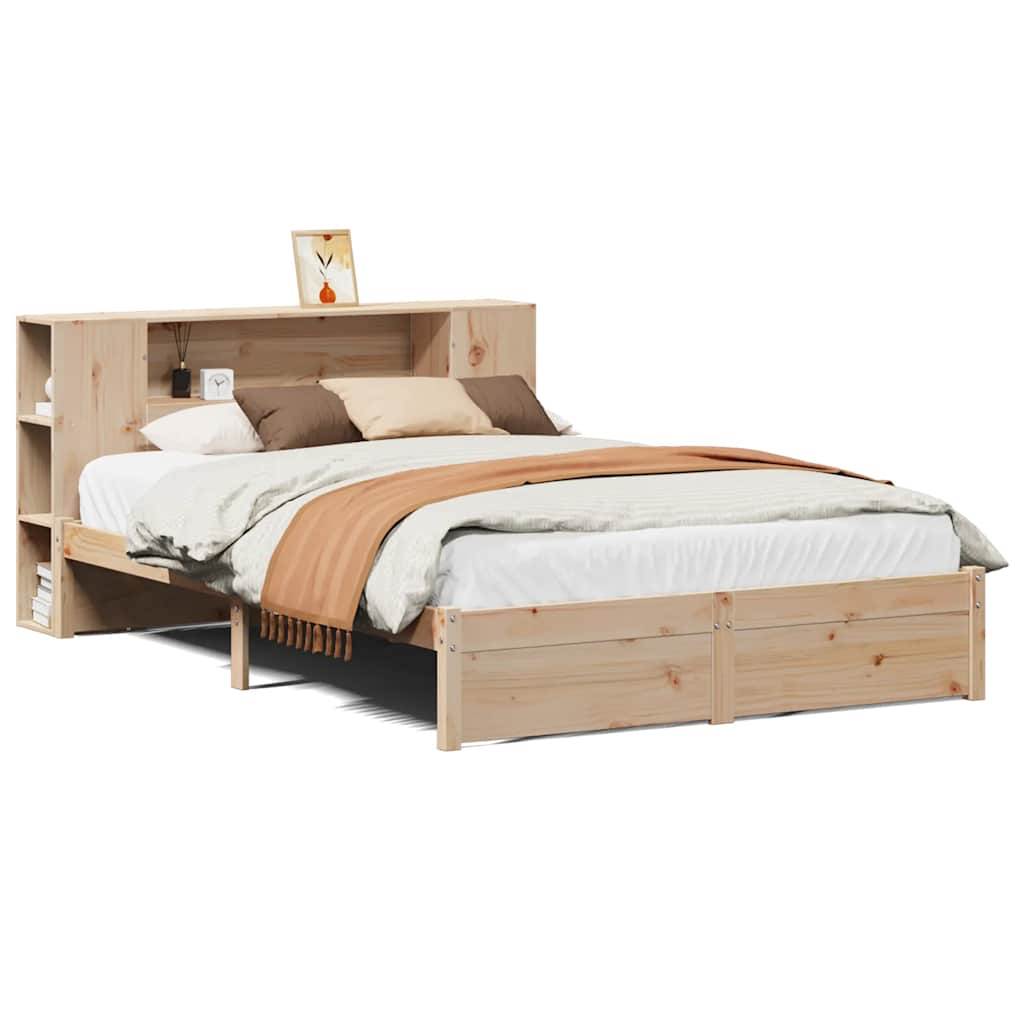 Letto Libreria senza Materasso-Struttura Letto con contenitore 140x190 cm in Legno di Pino 764547