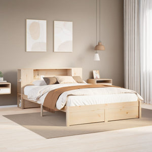 Letto Libreria senza Materasso-Struttura Letto con contenitore 120x200cm Legno Massello di Pino 393212
