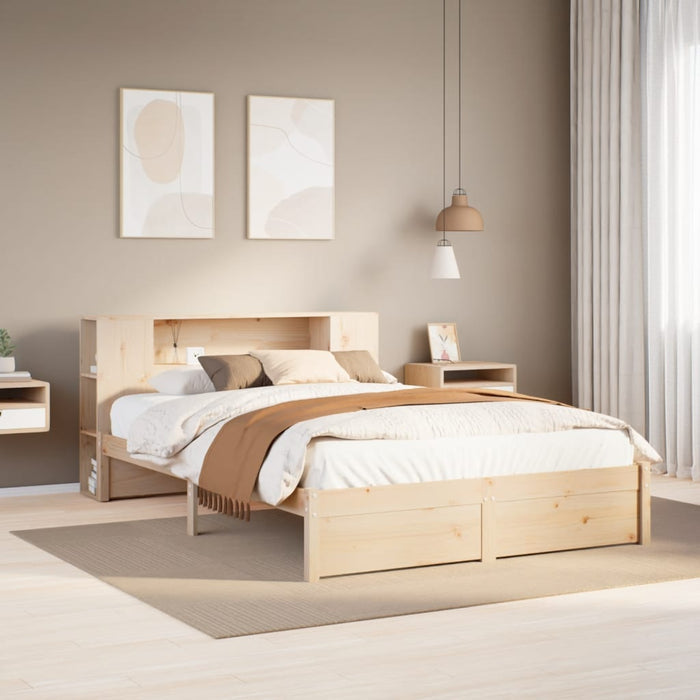 Letto Libreria senza Materasso-Struttura Letto con contenitore 120x200cm Legno Massello di Pino 393212