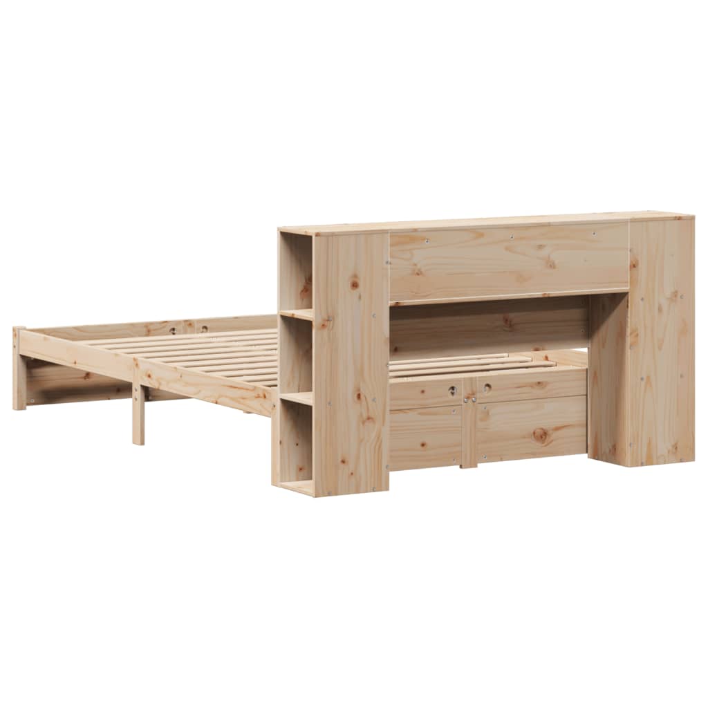 Letto Libreria senza Materasso-Struttura Letto con contenitore 140x200 cm in Legno di Pino 670056
