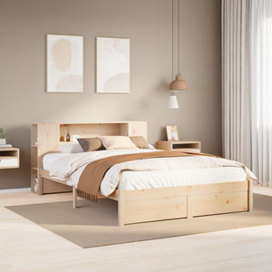 Letto Libreria senza Materasso-Struttura Letto con contenitore 140x200 cm in Legno di Pino 670056