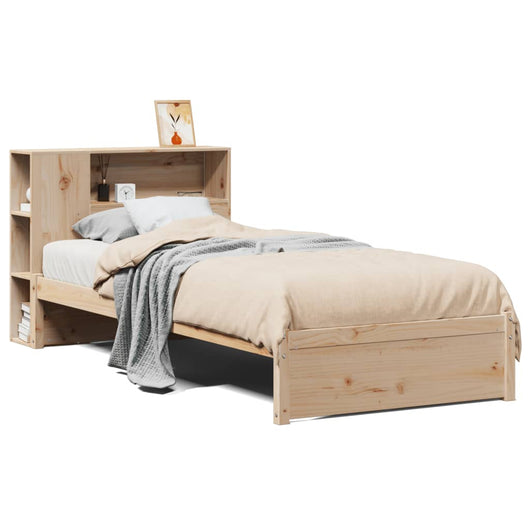 Giroletto con Libreria senza Materasso-Struttura Letto con contenitore 75x190 cm in Legno Pino 562442