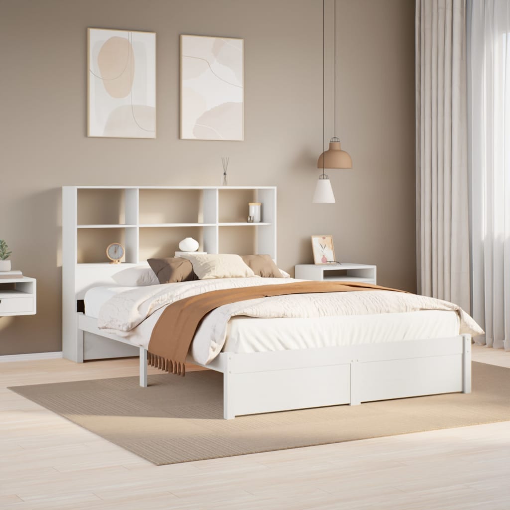 vidaXL Letto Libreria senza Materasso Bianco 140x190 cm Legno di Pino