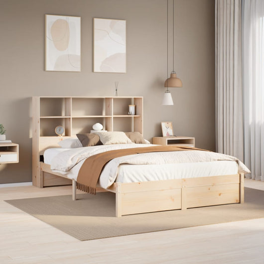 Letto Libreria senza Materasso-Struttura Letto con contenitore 160x200 cm in Legno di Pino 164970