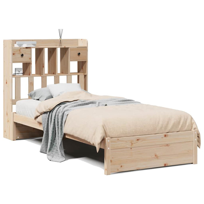 Giroletto con Libreria senza Materasso-Struttura Letto con contenitore 75x190 cm in Legno Pino 885277
