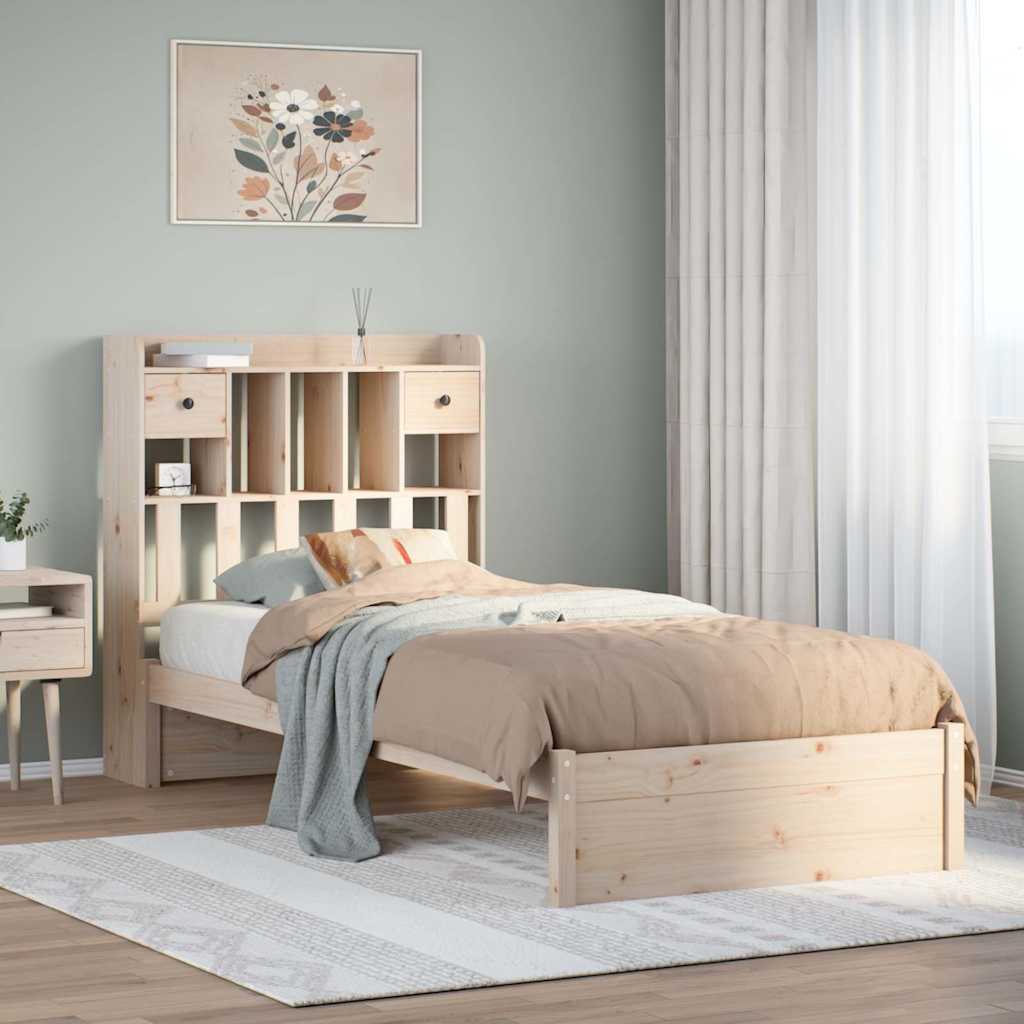 Giroletto con Libreria senza Materasso-Struttura Letto con contenitore 75x190 cm in Legno Pino 885277