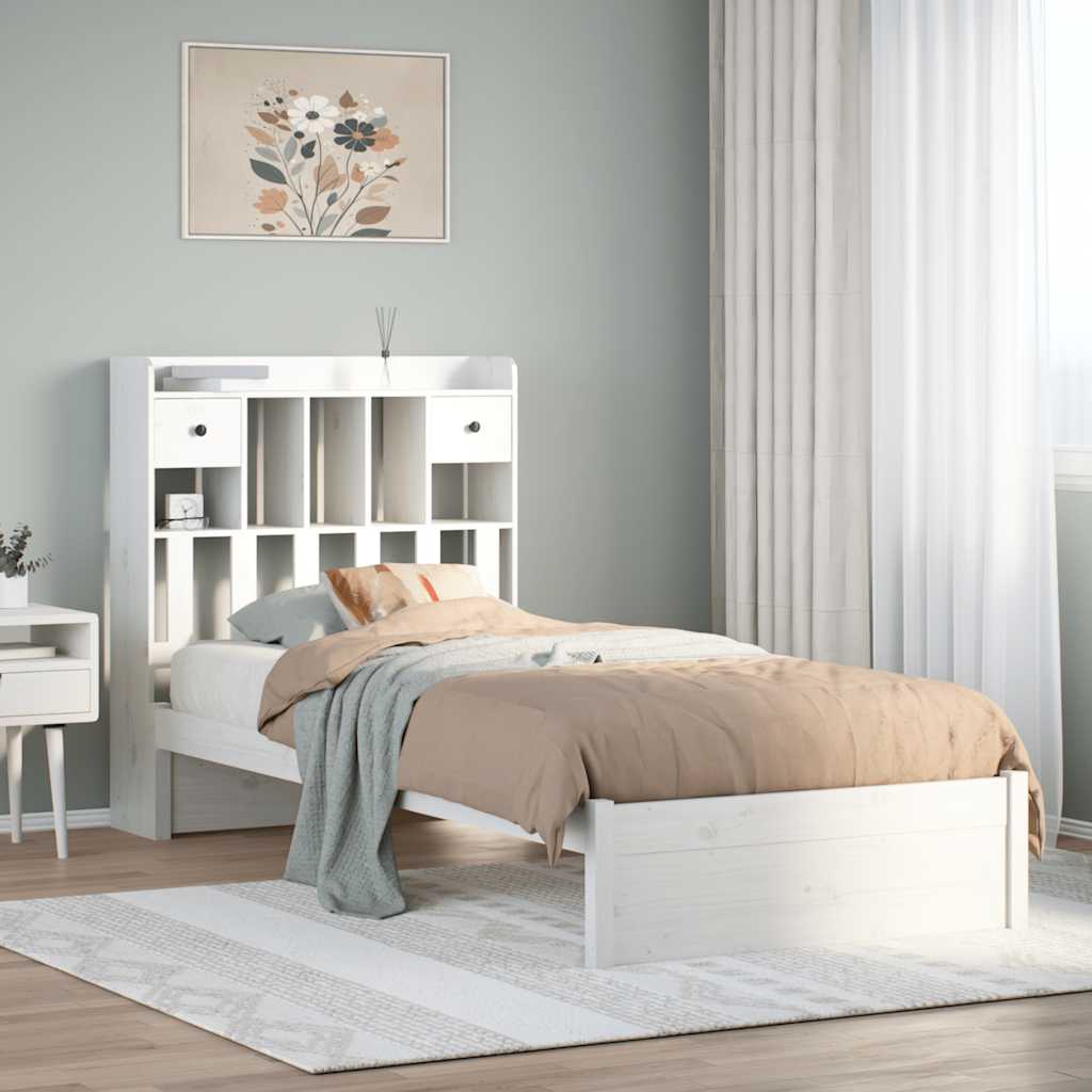 Letto con Libreria senza Materasso-Struttura Letto con contenitore 75x190 cm in Legno Pino 897781