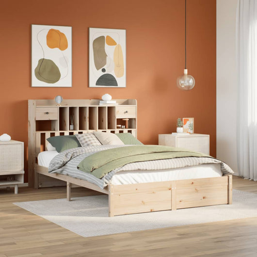 Letto Libreria senza Materasso-Struttura Letto con contenitore 160x200 cm in Legno di Pino 927132