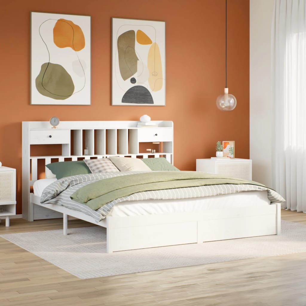 Giroletto con Libreria senza Materasso-Struttura Letto con contenitore 180x200 cm in Legno Pino 424834