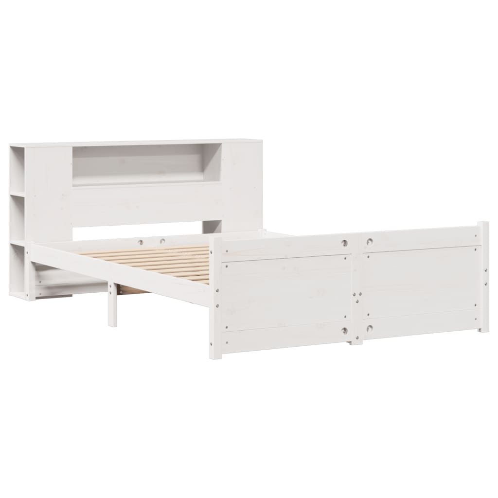 vidaXL Letto Libreria senza Materasso Bianco 135x190 cm Legno di Pino